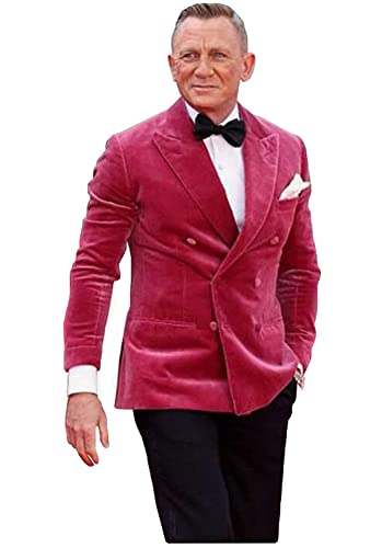 Mens Velvet Blazer Jacket Notch Lapel Dinner Coat Double Breast Wedding Party Tuxedos Jacket Casual Wear