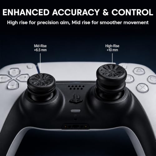 Image of Sounce FPS Freek Galaxy Thumbstick Caps for PS4 & PS5 Controller | Non-Slip Rubber Joystick Cover | 1 High-Rise + 1 Mid-Rise Concave Analog Grip | Improved Accuracy & Comfort (Black)