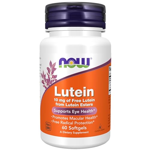 NOW Foods Supplements Lutein 10 mg with 10 mg of Free Lutein from Lutein Esters 60 Softgels