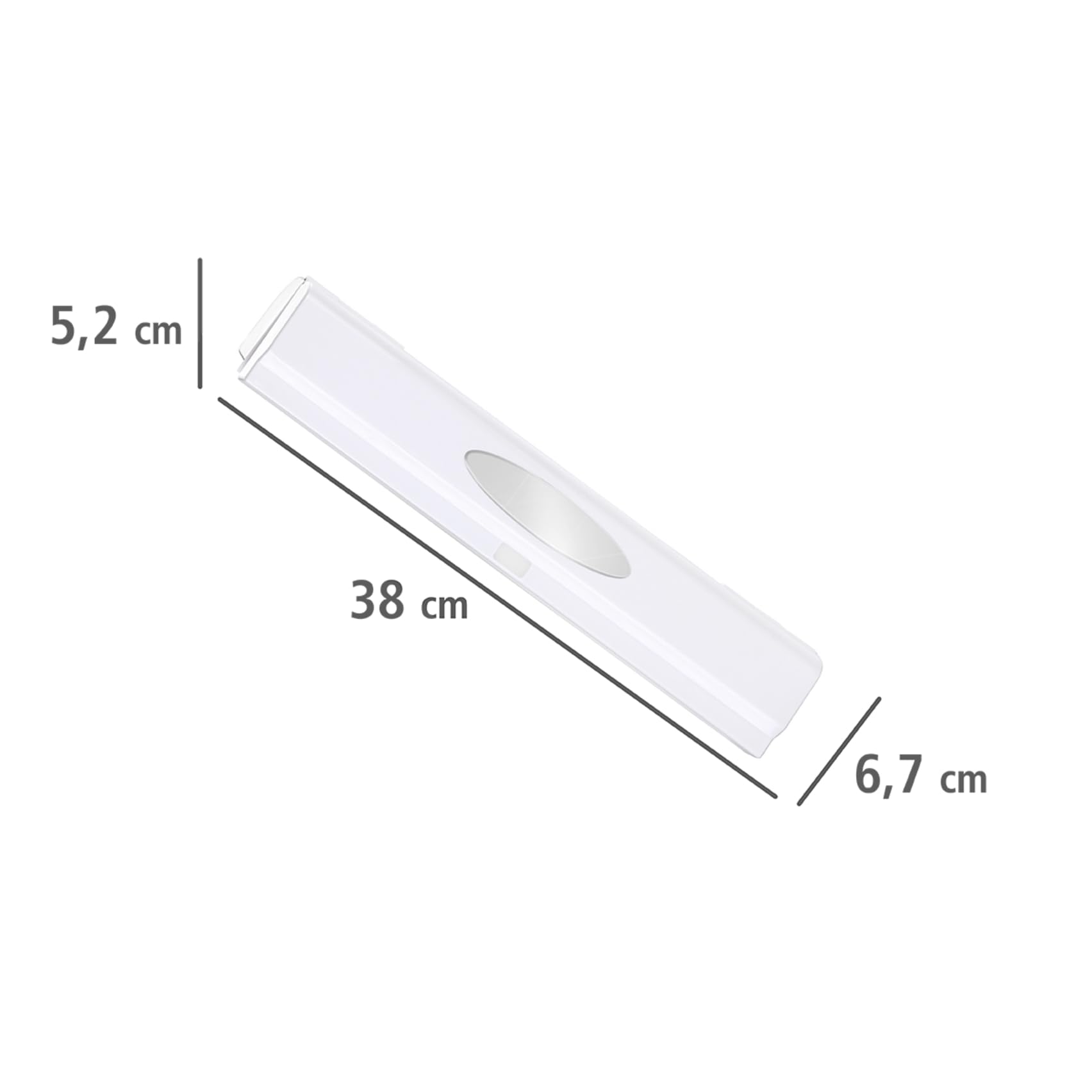 Wenko 86674100 Dispenser di pellicola alimentare Perfect Cutter plastica 41.5 x 8.0 x 6.5 cm, Plastica, Bianco, 38 x 5.2 x 6.7 cm