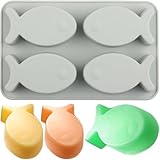 AIBOYA 4 Cavity Fish Silicone Candy Molds For Candy Chocolate Baking Cake Decoration