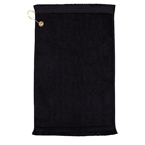 Premium Fringed Velours Golf Handtuch mit Ecke Haken und Tülle Placement, schwarz