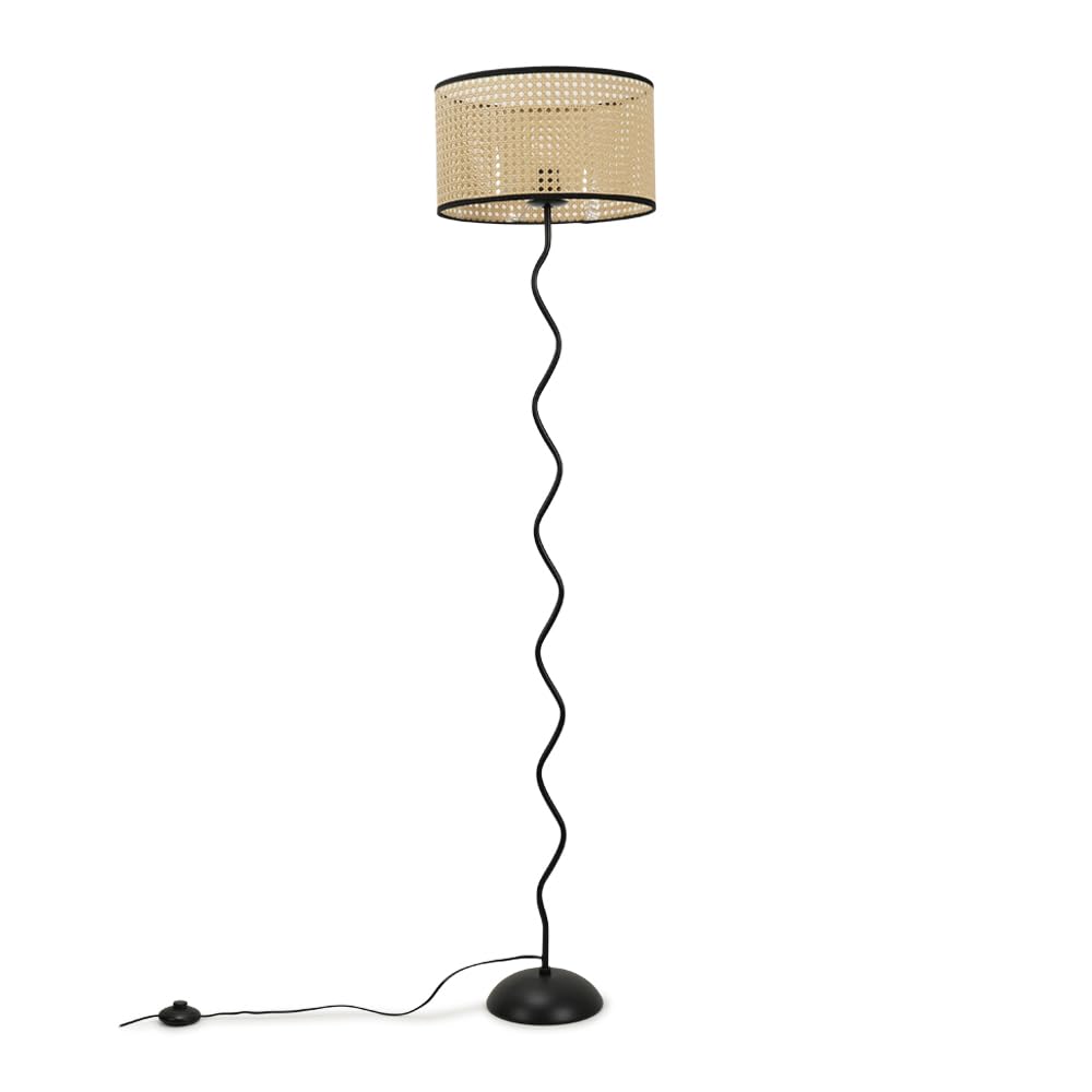 ValueLights Metal LED Floor Lamp Black Cane Shade