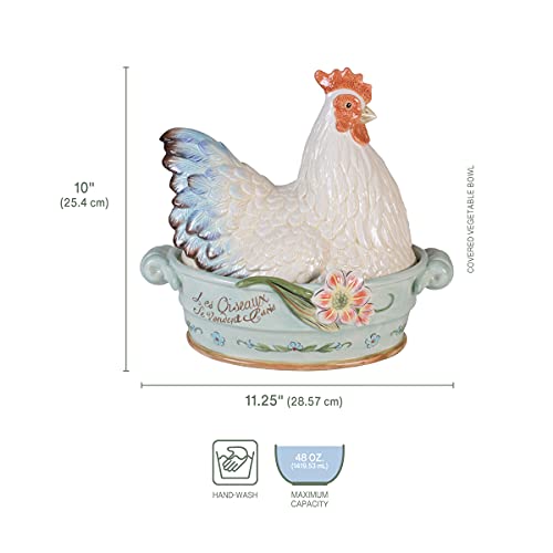Fitz-and-Floyd-Toulouse-Hen-Covered-Vegetable-Serve-Bowl-11-14-Inch-Multicolor Fitz and Floyd Toulouse Hen Covered Vegetable Serve Bowl 11 14 Inch Multicolor