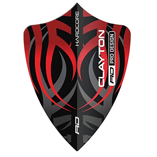 RED DRAGON Hardcore Jonny Clayton Freestyle Dart Flights- 3 Sets Per Pack (9 Dart Flights in total), Black and Red