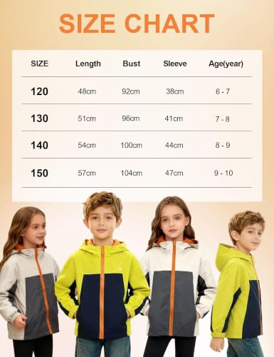 Image of Venzina Kids' Adventure-Ready Windproof Jacket Thermal-Insulated & Water-ResistantFixed Hood for Hiking, Camping, School