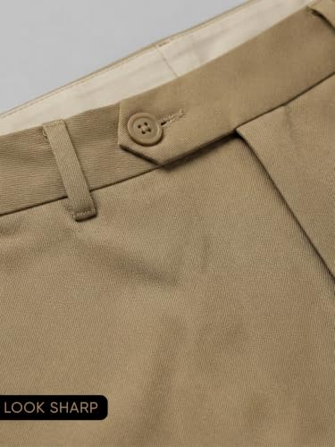 Image of GRECIILOOKS Men's Formal Cotton Blend Trousers, Slim Fit Office Wear Pants with Button Closure, Wrinkle Resistant Smart Casual Workwear Bottoms