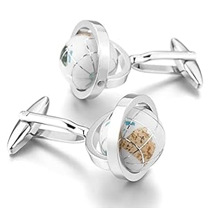 Manchetknopen,Promotie Trendy Heren Resin Dasspeld voor Heren Globe Overhemd Bruiloft,(Blauw) (Wit)