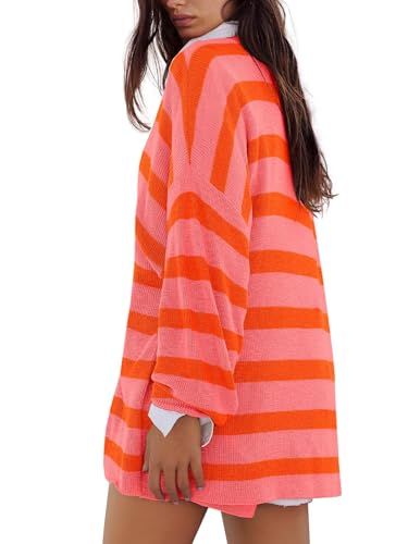 Image of Panadila Womens Striped Sweater Set Oversized Lounge Sets Matching Pajamas Long Sleeve Sweater Top and Shorts