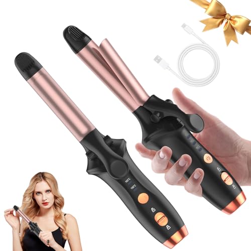 4000 mAh Rechargeable Cordless Curling Iron Up to 400F USB 19MM Cordless Hair Curlers Wireless Curling Wand with 4 Temps 40 Mins Use Time Portable Ceramic Travel Curling Iron for Short & Long Hair