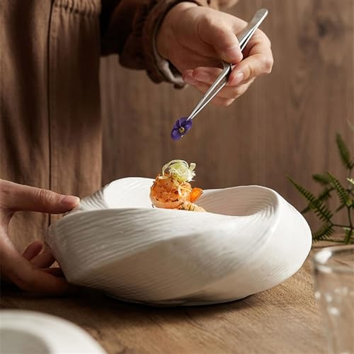 Talerz gastronomiczny, specjalistyczne naczynia do hotelu i restauracji, wysokiej jakości kreatywny biały talerz ceramiczny, spersonalizowany talerz obiadowy do kuchni