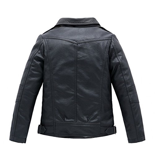 LJYH Children Collar Motorcycle Faux Leather Coats Kids Bomber PU Soft Leather Jackets Black 7-8yrs