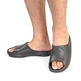 JOMIX Letnie męskie kapcie domowe kapcie pod prysznic wygodne oddychające antypoślizgowe buty do wewnątrz i na zewnątrz MES260089-0, czarne, 42/43 EU