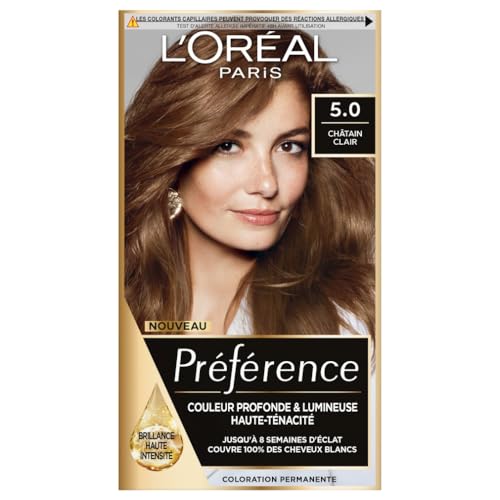L’ORÉAL PARIS - Coloration Cheveux Permanente - Longue Durée & Lumineuse - Couvre 100% des Cheveux Blancs - Préférence - Nuance : Bruges (5.0), Châtain...