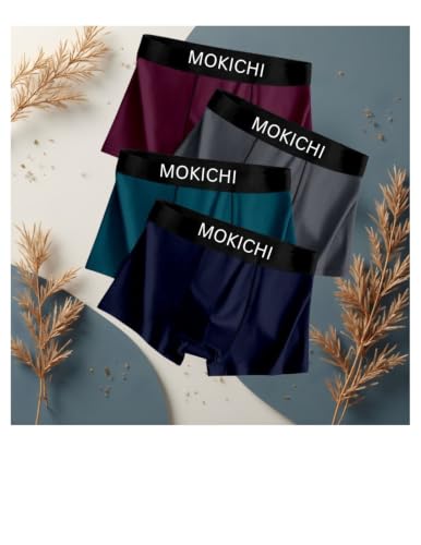 Image of Men's Ice Silk Boxer Briefs for Men Pack of 4 | Ultra Soft Breathable Stretch Trunks | Moisture Wicking Quick Dry Innerwear | Comfort Fit No Ride-Up Underwear Sports