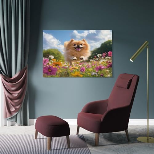 Tableau Poméranien design artistique 3D géométrique sain
