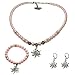 Produktbild Alpenflüstern Trachtenschmuck-Set Perlen-Trachtenkette, Armband & Ohrhänger Strass-Edelweiß - Dirndl-Kette, Armkette, Ohrringe in traditionellen Farben SET024 (rosa-rosé)