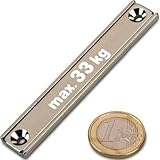 Neodym Magnet zum Anschrauben rechteckig extra stark - 33kg - mit Senkbohrung - Starke Quader-Magnete 80mm lang mit 2x Loch/Bohrung und Senkung für Büro Haushalt Werkstatt - 2 Stück