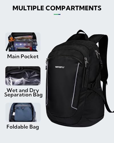 Waterfly Hiking Foldable Lightweight Backpack: 28L Packable Rucksack Daypack with Wet Compartment For Men and Women - Image 3