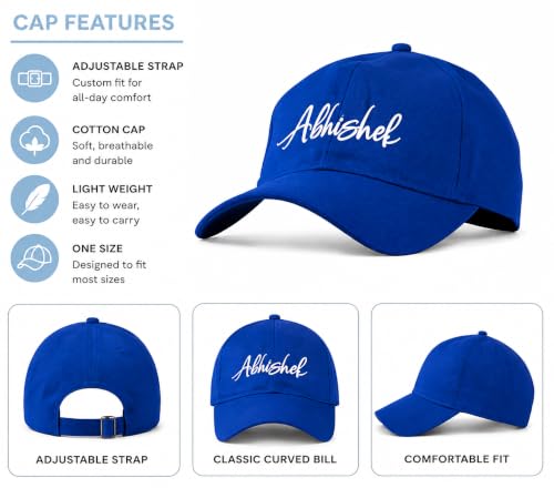 Image of AICA Personalised Name Cotton Cap for Men & Women � Black, Free Size | Gifts for Men & Women