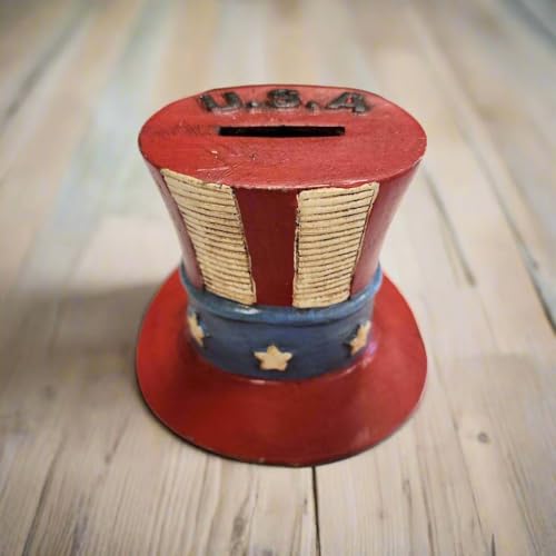 Hucha de hierro fundido con diseño de sombrero USA miniatura 6