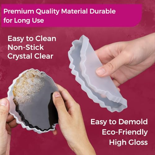 Image of Oytra Resin Art Kit with 150gm Epoxy Resin & Set of 3 Agate Silicone Mould Combo Pack - DIY Craft Coaster Set Essentials Casting Art Tools for Beginners