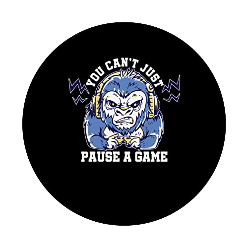 You Can't Just Pause A Game Video Game Player Gaming Nerd PopSockets Swappable PopGrip, Black - Image 3