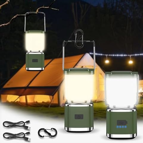 LED Camping Lantern, 1000 Lumens Camping Lantern Rechargeable with 4 Light Modes, Waterproof, Camping Essentials, Mini Lantern Flashlight for Camping, Hurricane, Emergency, Hiking, Power Outages, 2pc Cover
