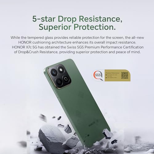 Image of Honor X7c 5G Dual SIM | 8GB RAM, 256GB Storage | 50MP AI Camera | 5 Star SGS Rated | IP64 Standards | 120Hz Refresh Rate | 5200mAh Battery | Without Charger | (Vegan Leather Forest Green)