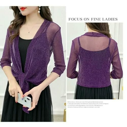 Tie Up Open Front Shrug Ladies Shawl Beach Summer Sun Protection Clothing Air-Conditioning Shirt3