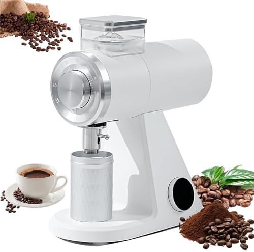 Electric Burr Coffee Grinder with 45 Grind Levels, 74MM Flat Titanium Burr for Espresso, Drip, Pour Over, Cold Brew, French Press (White)