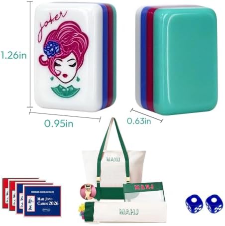 4 Layer Acrylic Mahjong Tile - 160 Green Engraved American Mahjong Tile Set - 1