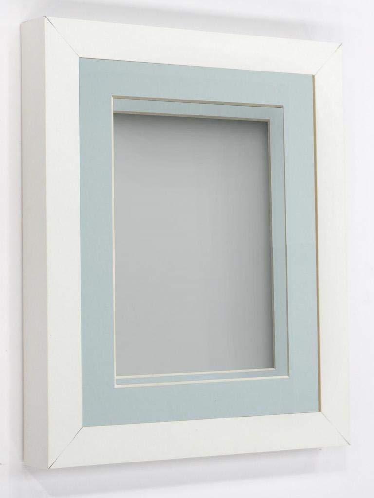 Frame Company White With Light Blue Mount Rickman Box Frame 20X16 For 16X12 Inch