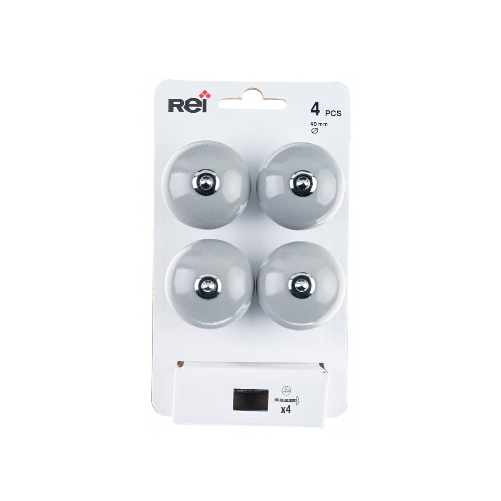 Boutons sphériques en porcelaine Amig REI gris 38x40mm lot de 4