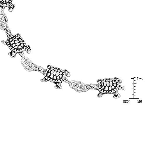 Aeravida Nature Inspired Little Turtle Charms Sterling Silver Reptiles And Animals Chain Link Charm Bracelet #TOP1