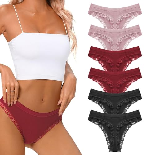 Recopilación de Braguitas para Mujer los 10 mejores. 45 YUJWW Paquete de 6 Ropa Interior para Mujer con Encaje Que No Se Muestra, Bragas Invisibles, Ropa Interior de Elástica Suave