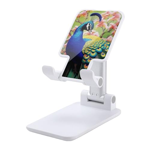 Support de téléphone réglable motif paon pour briser la fatigue cervicale sur votre bureau