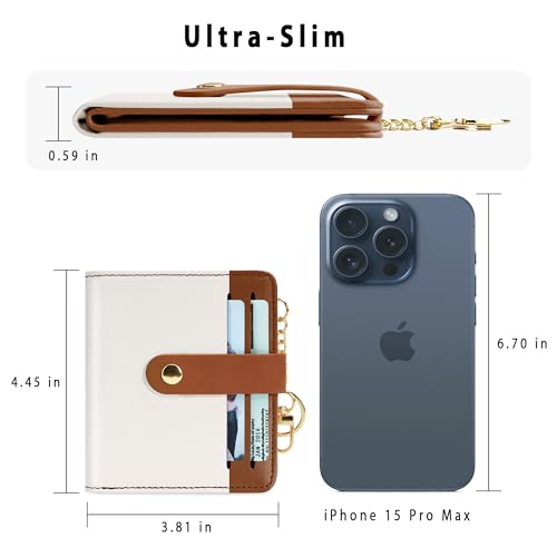 Image of Airkit Small Wallet Women RFID, PU Leather Card Holder with Keychain | Slim Compact Zipper Coin Purse for Ladies, Travel Holiday Gifts for Mom, Cute Mini Bifold Wallets