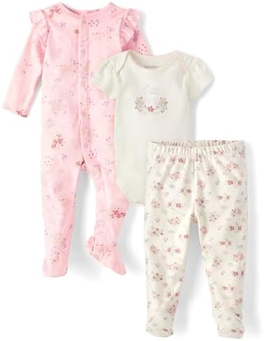 The Children's Place Unisex Baby And Newborn 100% Cotton Take Me Home 3-piece Long, Short Sleeve Bodysuit, and Pant image 5