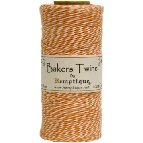 Hemptique Cotton Bakers Twine Spool - Great for Wrapping Baked Goods, Scrapbooking & Crafts of All Kinds - Orange & White
