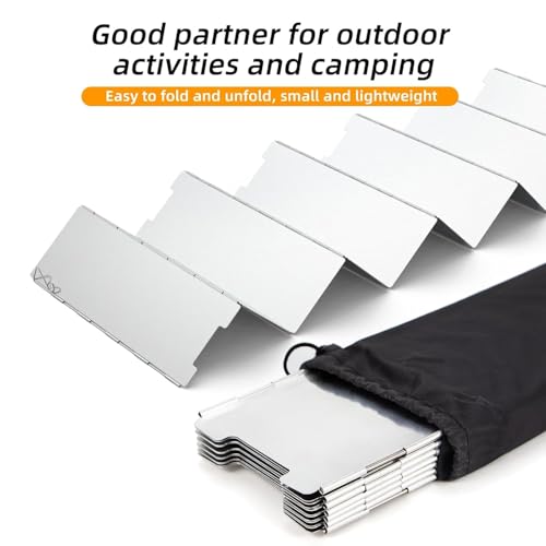 Image of Oligitdi Stove Windscreen, 10 Plates Camp Windshield, Folding Wind protection Aluminum Lightweight Compact Camping Burner Stove Windscreen with Carry Bag