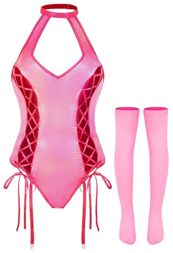 Bodysuit teddy simili cuir confortable lingerie gainante