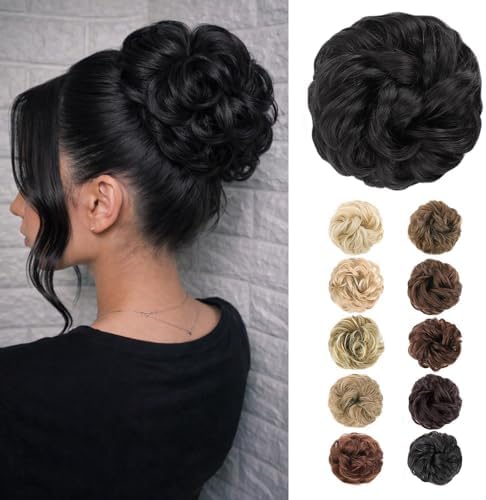 MORICA 1PCS Messy Bun Hair Piece for Women, Jet Black Hair Bun Scrunchie