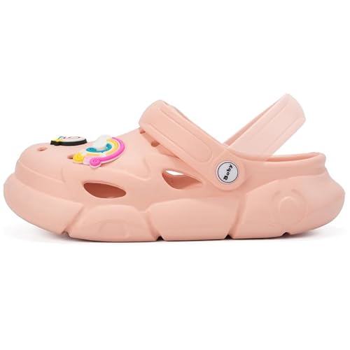 Upsolo Boys Girls Clogs Kid'S Garden Shoes Cute Cartoon Slides Sandals Slip-On Lightweight Indoor Outdoor Beach Water Shower Pool Slipper Children Kd701Pk32-33 Pink thumb #1