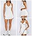 Hragc Women's Sexy V Neck Pleated Flowy Tennis White Dress for Women Medium Athletic Golf Workou Active Summer Sleeveless Tank Mini Dresses with Shorts Pockets