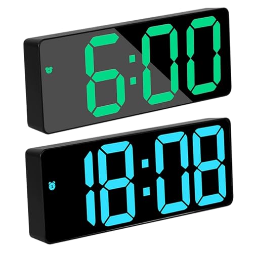 Despertador ABS de doble propósito con reloj digital de espejo verde 3