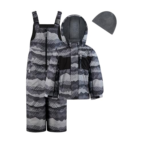Image of LONDON FOG Boys' 3-piece Snowsuit Insulated Winter Jacket Snow Pants Skibib and Beanie