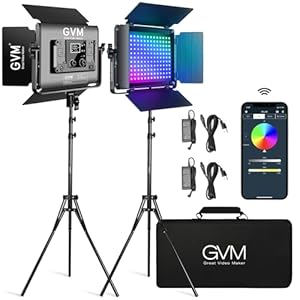 GVM RGB LED Video Light with Lighting Kits, 680RS 50W Led Panel Light with Bluetooth Control, 2 Packs Photography Lighting for YouTube Studio, Video Shooting, Gaming, Streaming, Conference