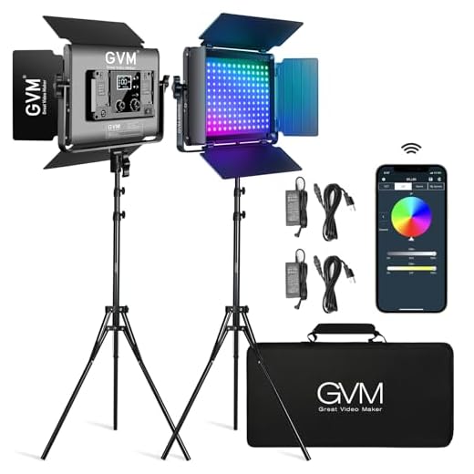 GVM RGB LED Video Light with Lighting Kits, 680RS 50W Led Panel Light with Bluetooth Control, 2 Packs Photography Lighting for YouTube Studio, Video Shooting, Gaming, Streaming, Conference