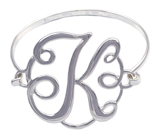 cocojewelry Monogram Initial English Alphabet Letter K Bangle Bracelet (K)